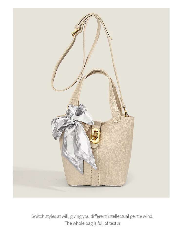 Designer Bag High-Grade Bag New Fashion Scarf Handbag Bucket Bag Texture Joker Shoulder Messenger Bag French