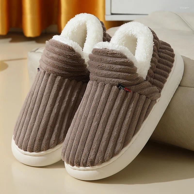 2025 NEW Slippers Winter Couple Style Concise Solid Color Wrap Heels Plush Non-slip Warm Flip ps Women Men Home Casual Cotton Shoe zhanyishengli