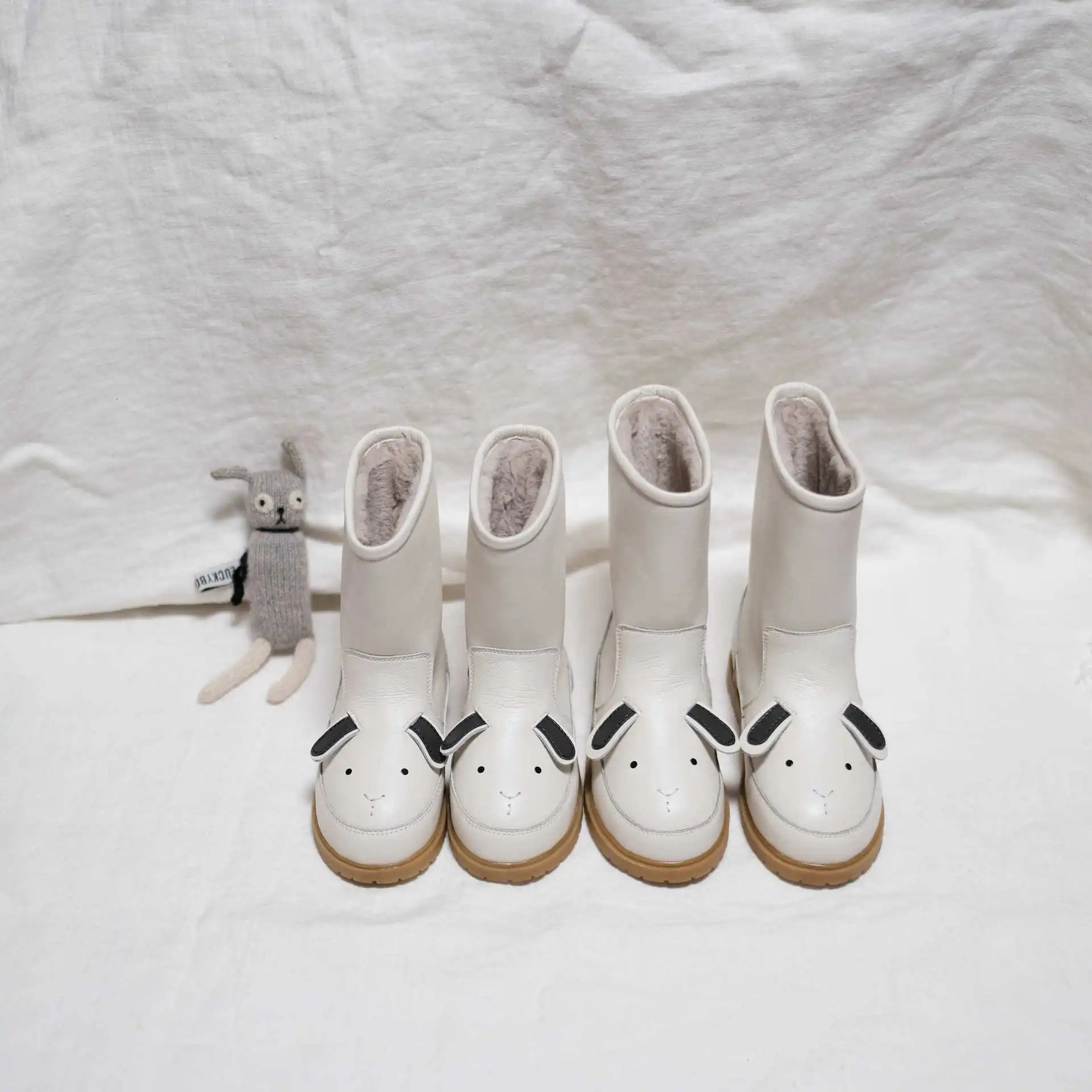 Cartoon Animals Winter Genuine leather Boys Snow Boots Rabbit Sheep Warm short plush Fashion Childrens casual boots Girls shoes 241106