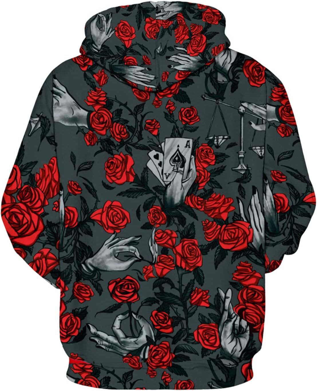 Hoodie for Mens Womens Mens Hoodies Novelty 3D Funny Printed Graphic Pullover Hoodie Sweatshirts with Pockets Graphic Hoodies sweatshirt rose