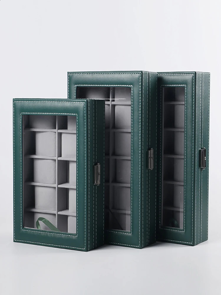 Green/Grey 6/10/12 Grid Watch Box Watch Organizer Mens Watch Jewelry Display Top Quality Box 241105