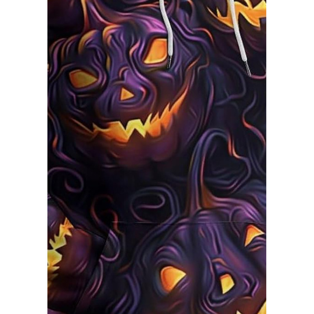 Hoodie for Mens Womens Pullover - hoodie printed deep purple pumpkin, unisex, 500g weight 50% cotton Graphic Hoodies sweatshirt Pullover Long Sleeve