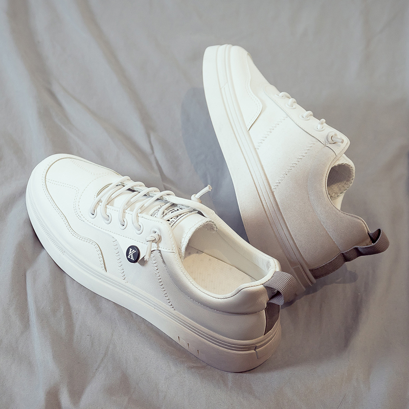 2024 Summer New Small Men's Casual Sports Dad Trendy Versatile Board Leather White Shoes