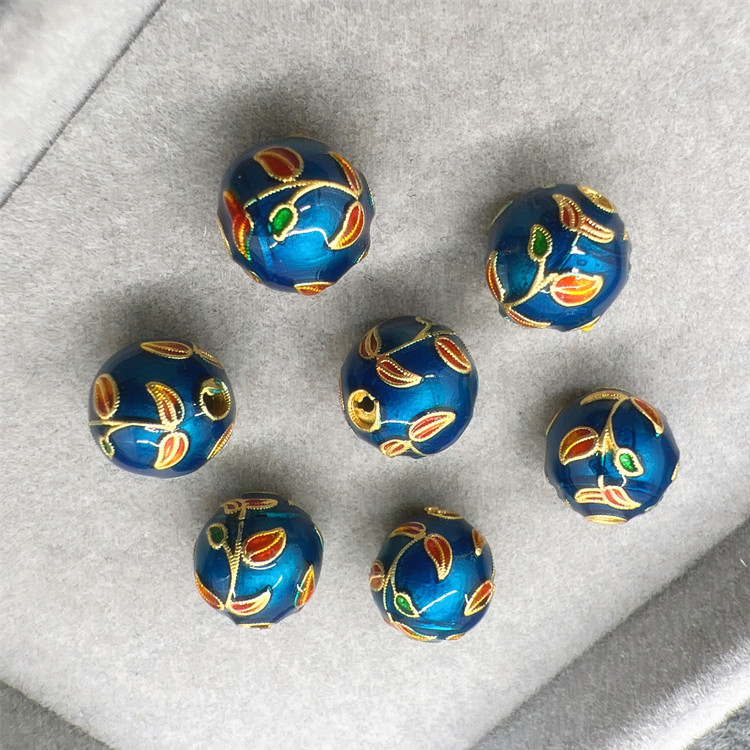 Handcrafted Copper Pendant with Multicolor Enamel Finish - 10mm Spherical Shape Blue in a pack of 100
