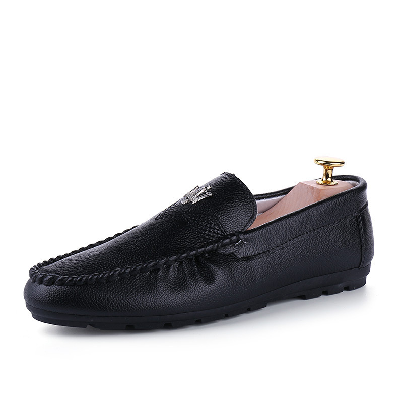 Dou for Men's Versatile Spring and Autumn, Soft Sole Anti slip Driving Trendy Social Spirit, Lazy Man Leather Shoes, Lefu Shoes