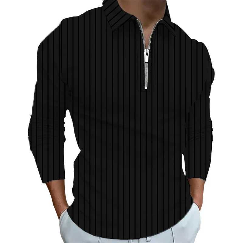 Spring and Autumn mens long Sve zipper shirt mens casual striped shirt top W241106