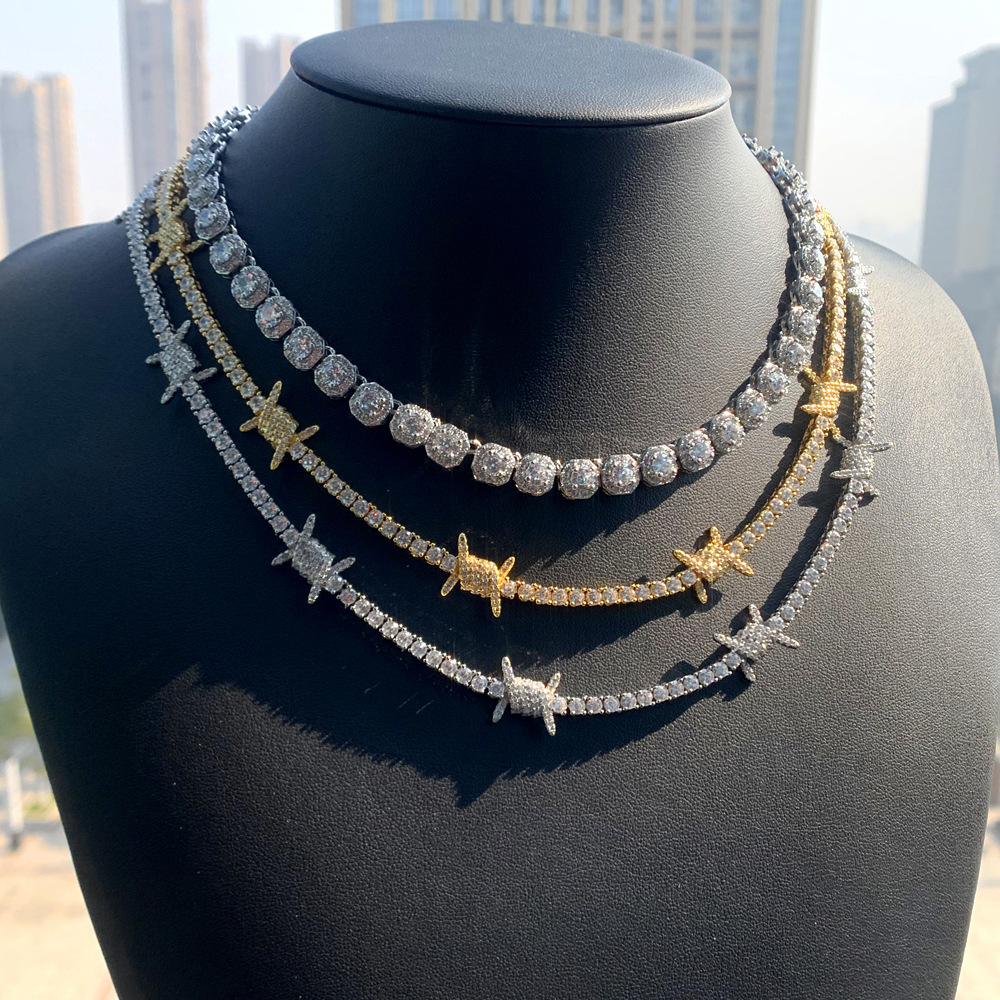 Hip Hop Jesus Pendant Necklace with 3mm Tennis Chain 5A Zircon 18k Real Gold Plated Mens Jewelry Set