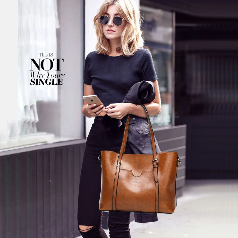 Womens shoulder bag wax leather handbag cross shaped bag retro handbag womens bag er handbag high-quality241106