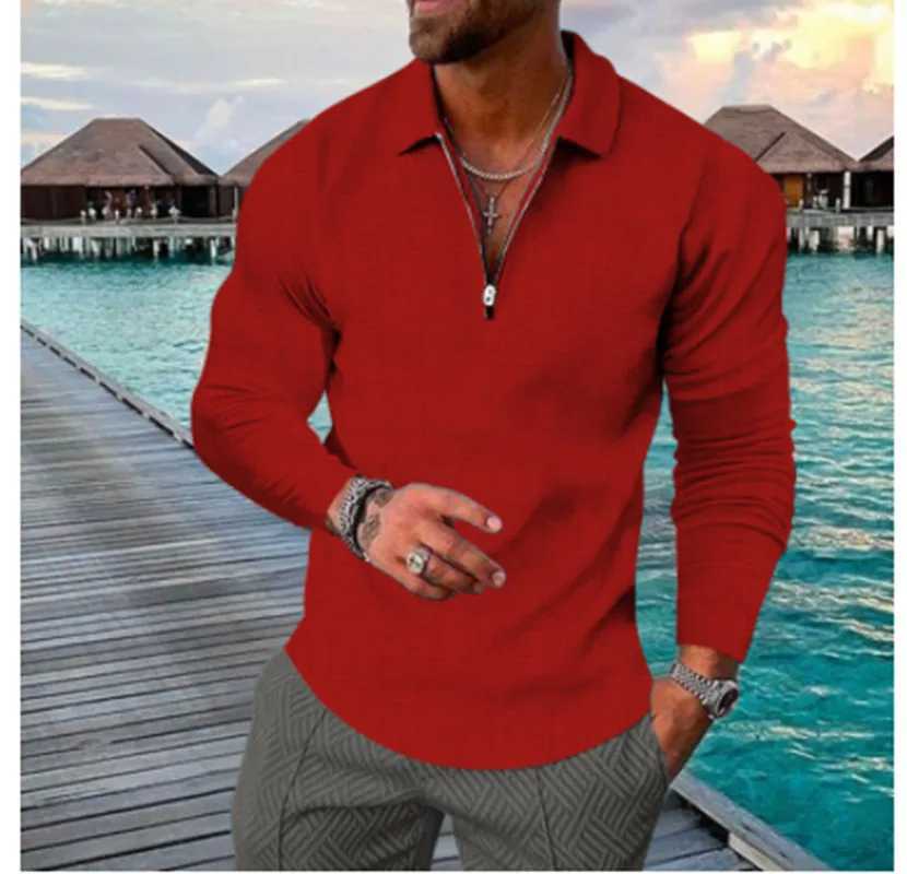 Mens new spring and autumn plus SVE collar zipper premium casual shirt W241106