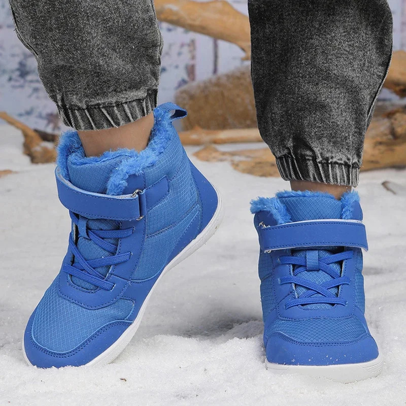 Childrens winter snow boots for boys and girls wide toe barefoot snow boots childrens high-top cotton shoes sneakers 241106