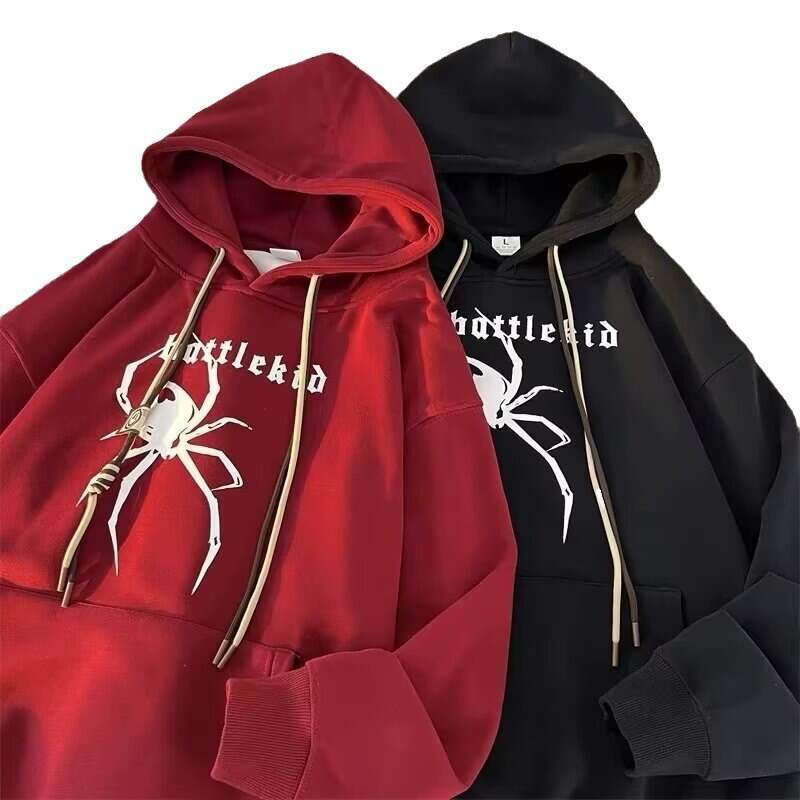 shanshi spider hoodie American spider print men's hooded spring and autumn new trendy high street loose oversized couple hoodie jacket hoodie