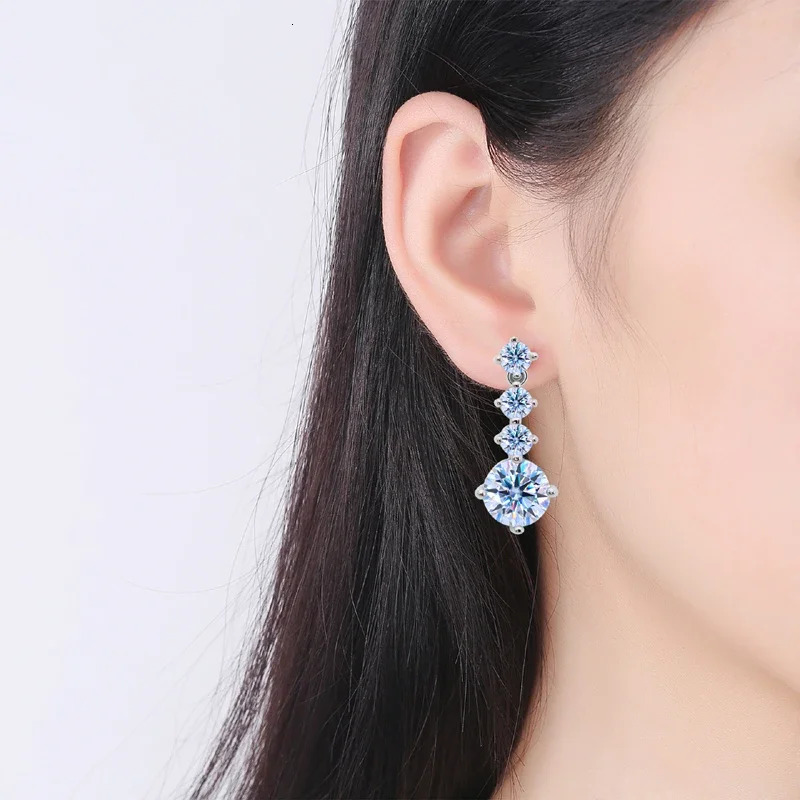 NKHOG S925 Womens Silver Drop Earrings 2.6 Carat D Color VVS1 Diamond Engagement Wedding Jewelry Gift 241106