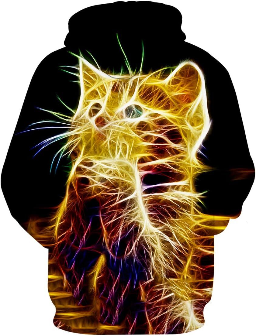 Hoodie for Mens Womens Graphic Hoodies for Men Women Unisex Novelty Sweatshirts Cool 3D Printed Pullover Hoody Hoodie with Pocket Graphic Cute kitten