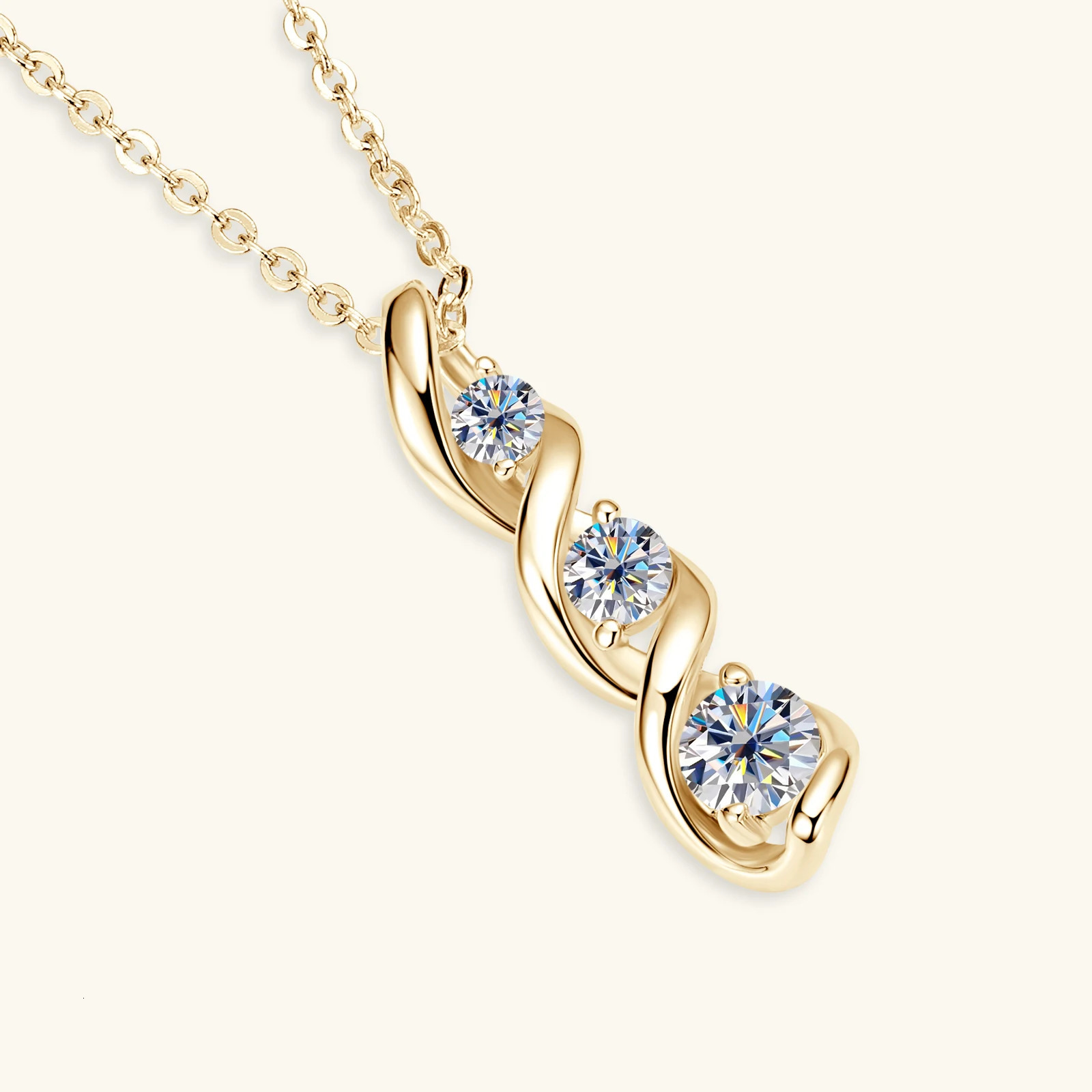 Sweetrain Diamond Necklace Womens Gift 925 sterling silver 18K white/yellow gold-plated twisted pendant chain 241106