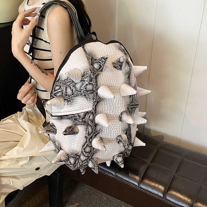 Trendy, fashionable cool PU three-dimensional hedgehog backpack with quirky personality and creative trendy brand sea cucumber riding backpack 241115