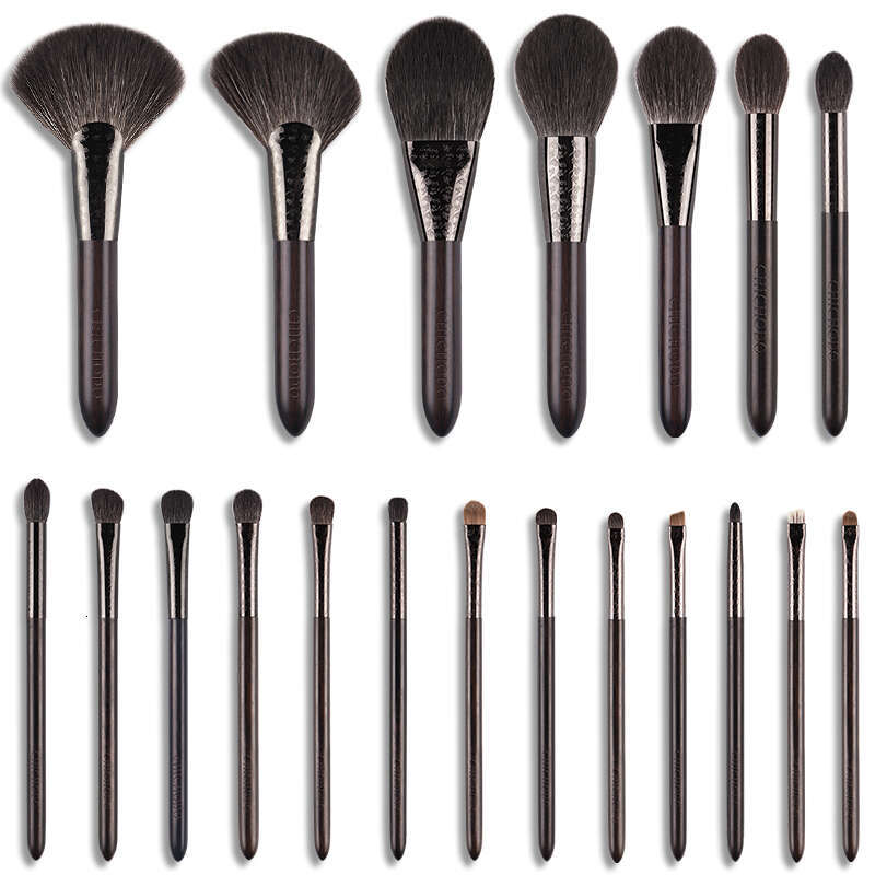 CHICHODO Makeup Brush-Urious Carved Tube Ebony Handle Animal Hair Series-20Pcs Natural Cosmetic Brushes Set-Beauty Tools