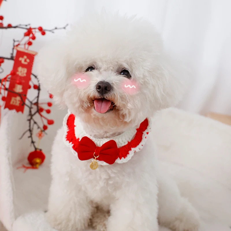 Dog Cat Collar Christmas Pet Scarf Collar Christmas Cats Clothing Cute Sweet Pet Decor Bow Cat Costume Cats Accessories 241106