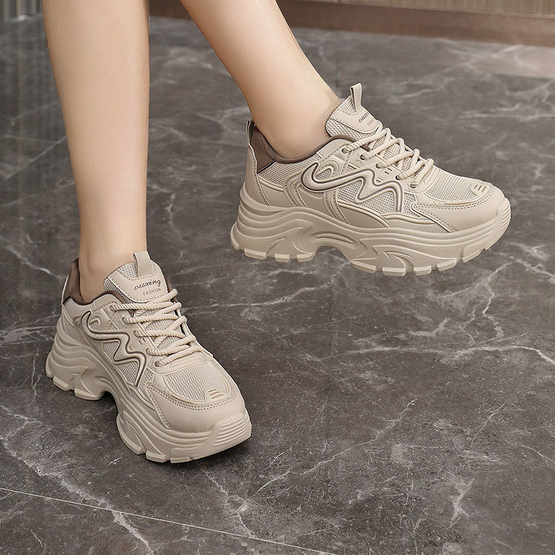 Fashionable Casual Shoes for Women Solid Color Sport Shoes Breathable Non-Slip Gym Jogging Platform Sneaker
