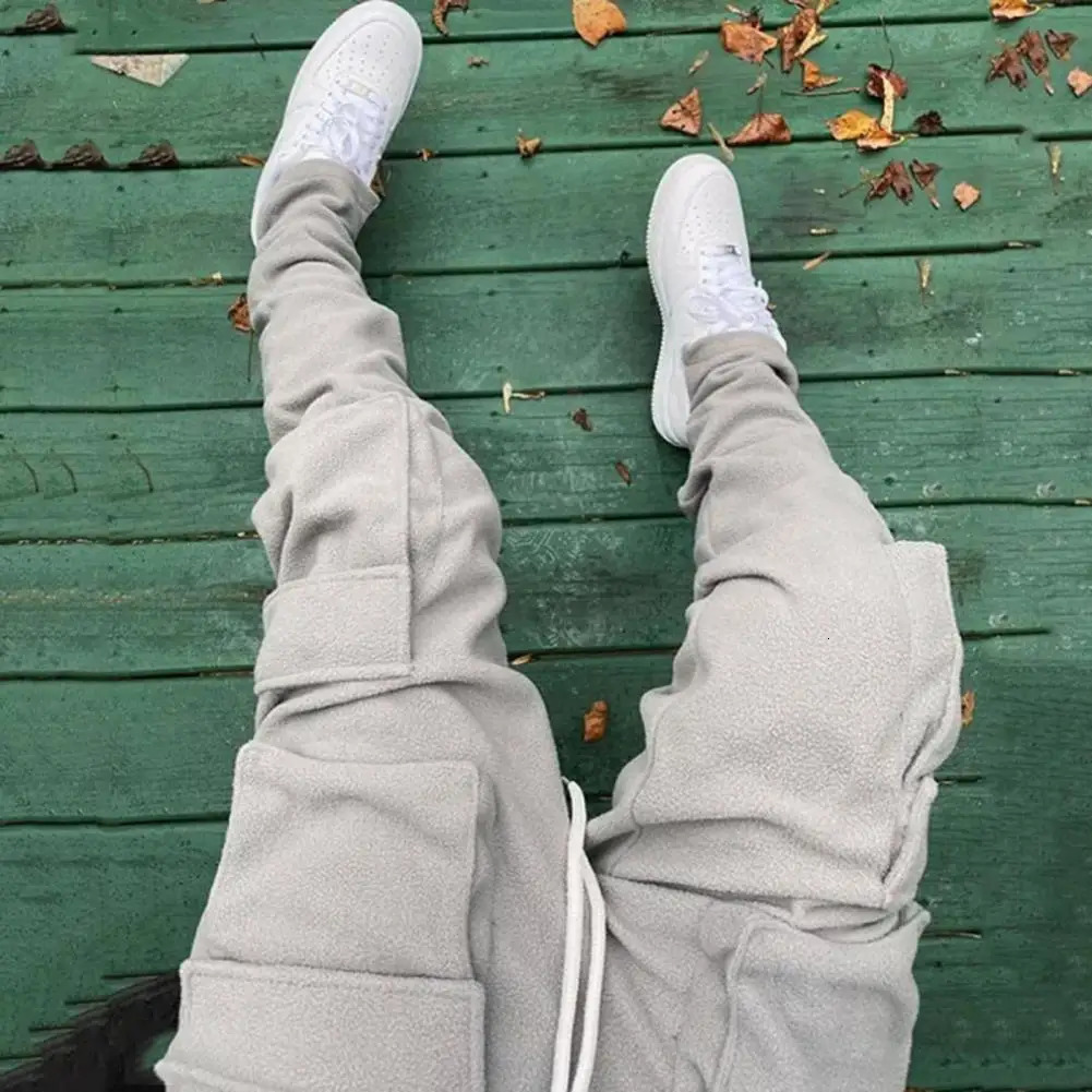 Fall Winter Streetwear Mens Cargo Pants Pockets Sweat Pants Casual Trousers Mens Jogging Pants Sweatpants 241106