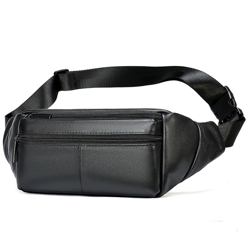 Mens leather waist bag mens leather waist belt bag mens Fanny bag summer outdoor phone bag black brown waist bag241106
