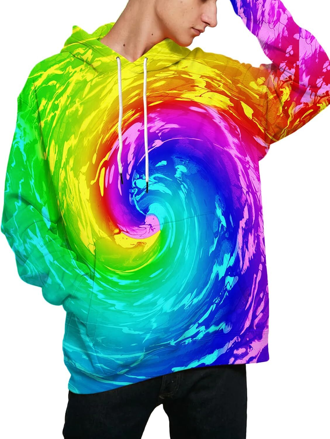 Hoodie for Mens Womens Unisex 3D Printed Hoodie with Big Pockets Graphic Hoodies sweatshirt Pullover Long Sleeve Colorful and Colorful Color Vortex