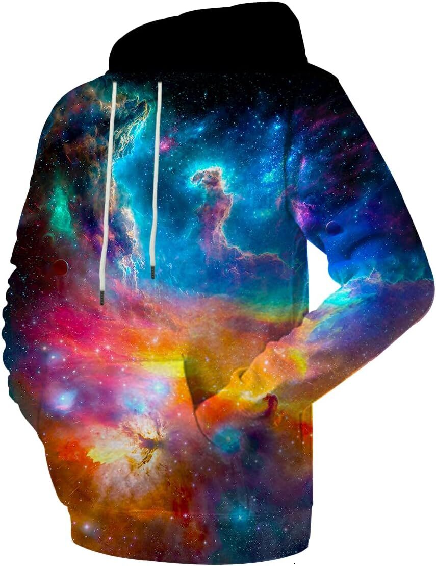 Hoodie for Mens cool Unisex Graphic Print Hoodies 3D Colorful Novelty Design Long Sleeve Sweaters with Pocket Graphic starlit sky