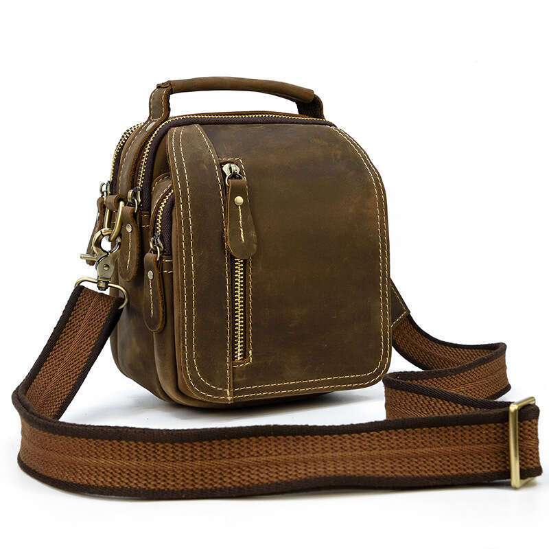 Man Pouch Genuine Leather Waist For Men Tactical Fanny Pack Cowhide One Shoulder Messenger Casual Men's Belt Bag