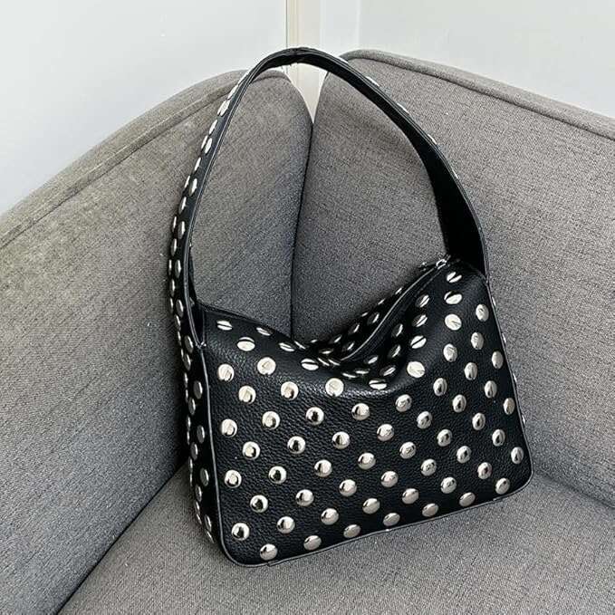 2024 OLOEY Autumn/Winter New Rivet Underarm Street Trendy Punk Women's Shoulder Bag Handbag
