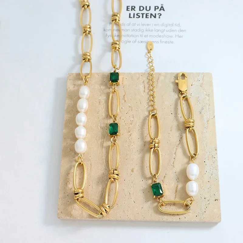 Fashionable retro natural jade pin Wen jewelry set designer new freshwater pearl Wen necklace luxury bracelet X241106