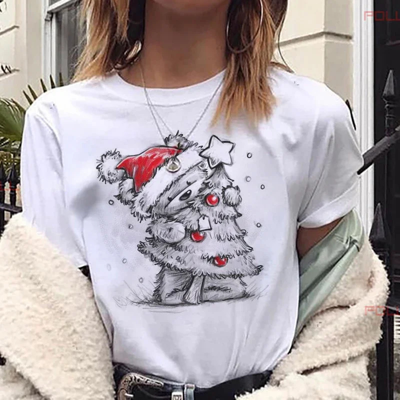 Santa Clau T Shirt Women Fashion Christmas Harajuku Cute Tshirt White Suitable All Seasons Tops Clothing 241029