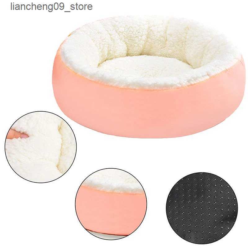 kennels pens Pet dog bed warm house pink circular nest pet shelter suitable for small and medium-sized dogs cats puppies comfortable warm sleep basket
