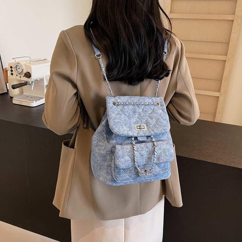 Student Class Fragrant Style For Bags Handbags Women New Trendy Fashion Ling Grid Chain Small Backpack Designer