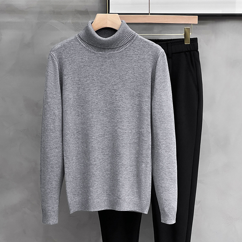 Wholesale 2024 high quality anti pilling fashion Men's fitness high collar winter warm walk out breathy soft sweaters