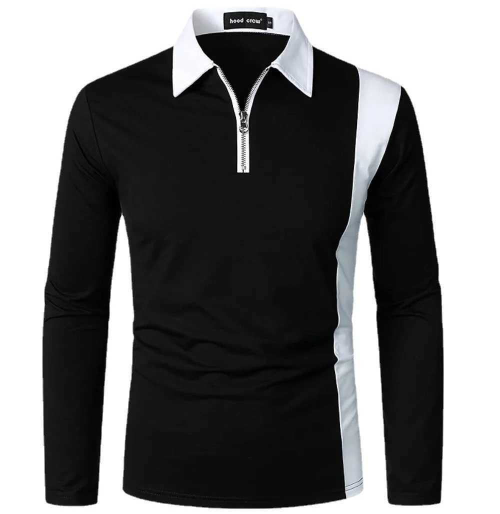 2023 New Trends Mens Fashion Collar Shirt Long Sve Casual Sports T-shirt Top Mens Wear W241106