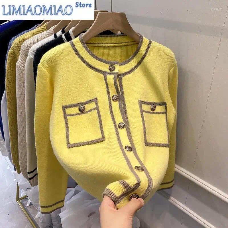 Women's Sweaters Classic Style ContrastColor Long SleevesKnitted Cardigan Women Spring Autumn Loose Slimming Sweater Jacket Casual Top