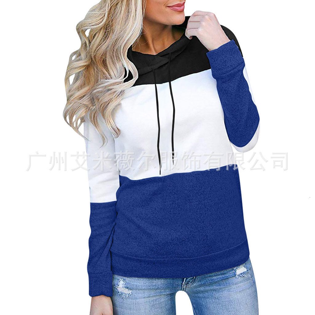 New designer autumn and winter fashion lace up hooded patchwork comparison women's hooded sweatshirt