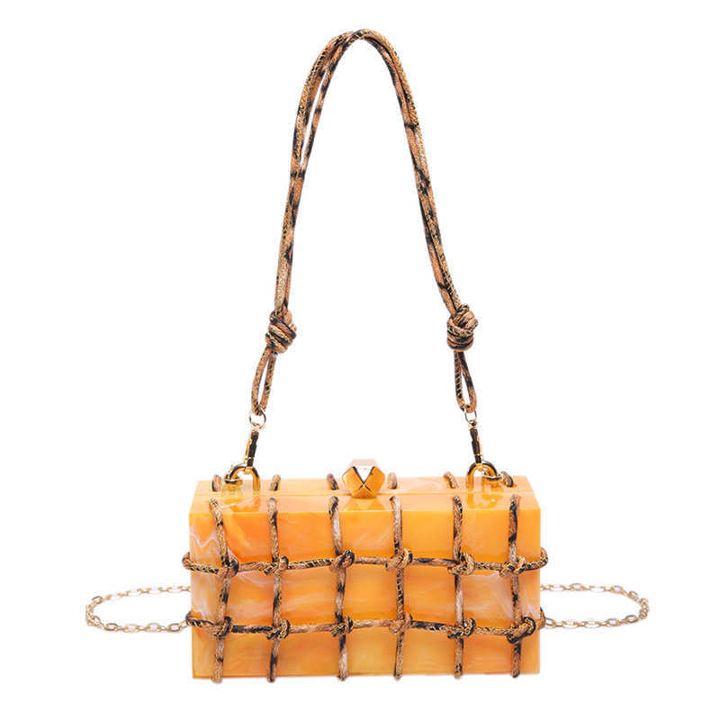 Acrylic Box Bag Fashionable Knitted Single Shoulder Women's White Crossover Banquet Bag 241115