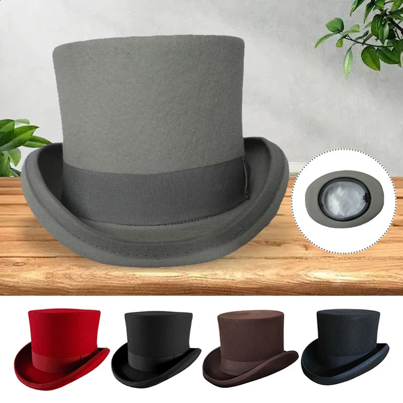 Classic wool felt presidential hat equestrian hat magic hat Victorian gentleman crazy top hat womens retro hat 241105