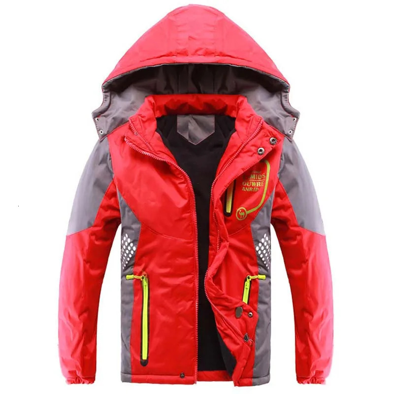 Winter Warm Fleece Padded Thick Child Coat Waterproof Contrast Detachable Hood Zipper Girls Boys Jackets Kids Outfits 3-12 Years 241106