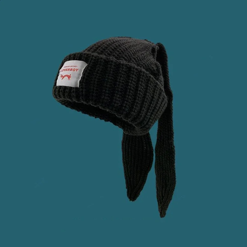 Rabbit Ears Knitted Wool Hat Love Boy Niche n Personality Fashion Men Women Cute Warm Autumn and Winter 241105