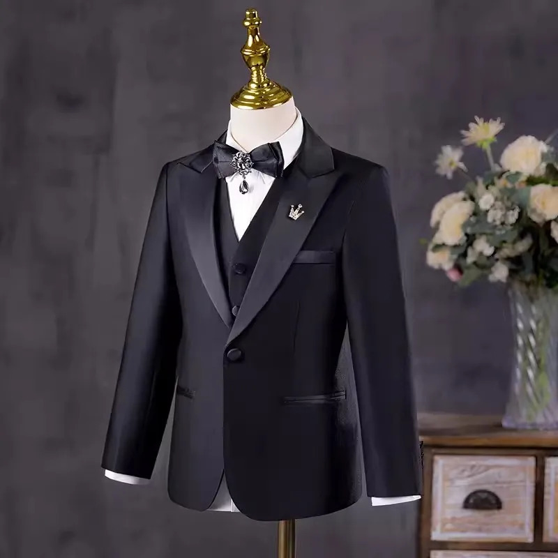 Flower Boys Piano Pography Suit Kids Party Ceremony Costume Children Birthday Wedding Prom Eve Wear Performance Tuxedo Dress 241106