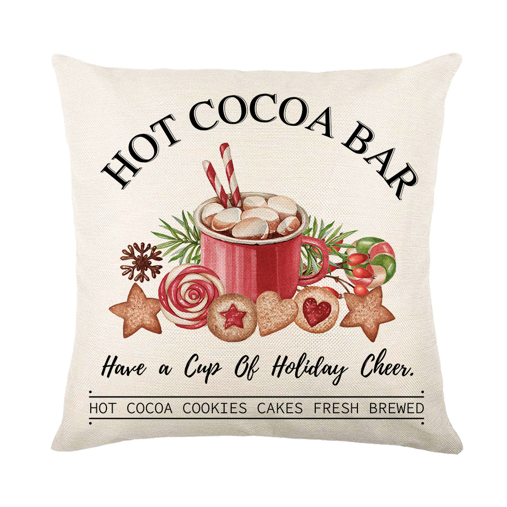 Linen Throw Pillow Cover Christmas moose print pillow case Home Decor Pillowcase Square Cushion Cover for Sofa Bed Couch