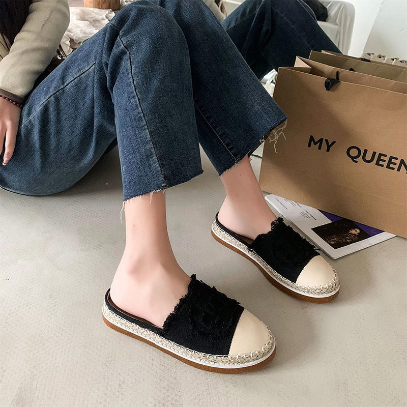 Fisherman's shoes for women 2024 new autumn casual flat toe half slippers, small fragrant style, internet famous, single shoe trend
