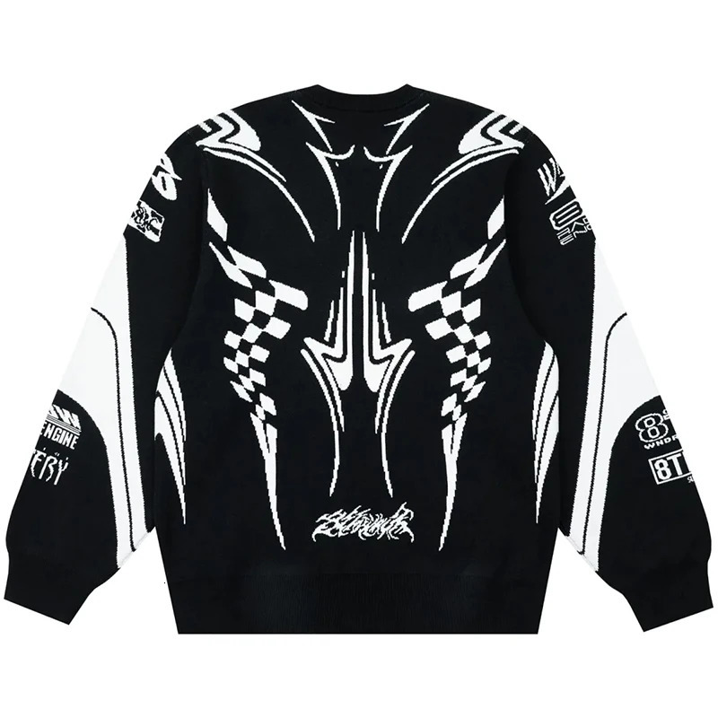 Men Winter Sweater Coat Knitwear Oversized Goth Long Sleeve Tops Korean Fashion Streetwear Y2k Harajuku Pullover Jumper Clothing 241106