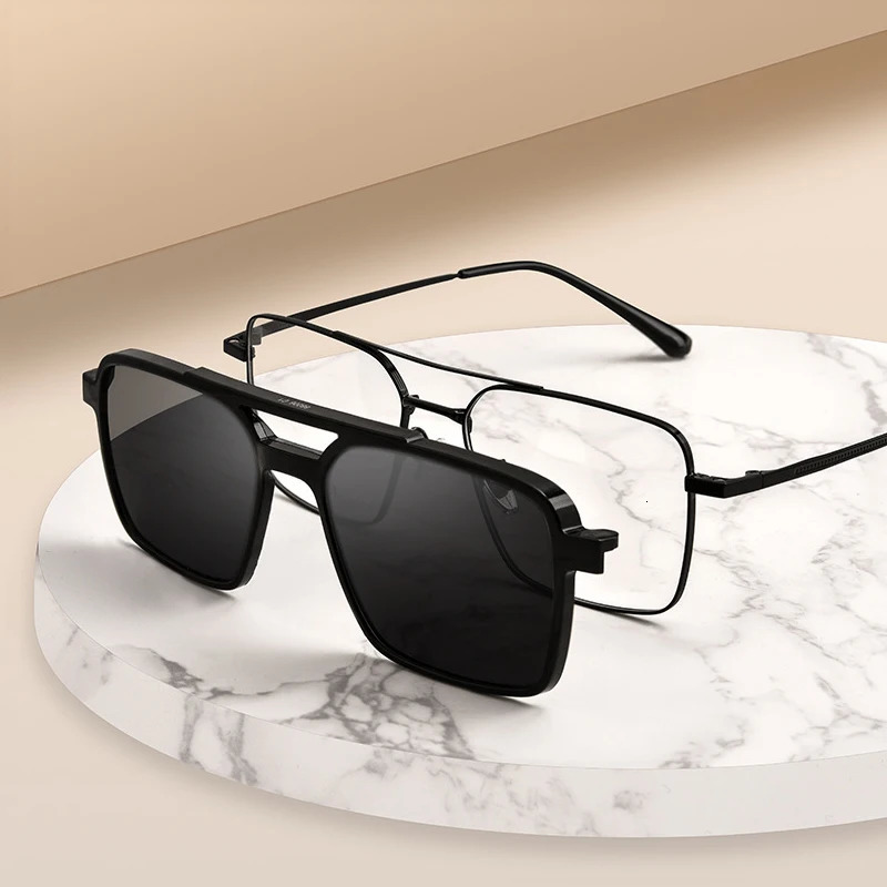 Men Classic Polarized Clip On Sunglasses Pilot Double Beam Alloy Glasses Frame Optical Retro Sunshades Eyewear 241105