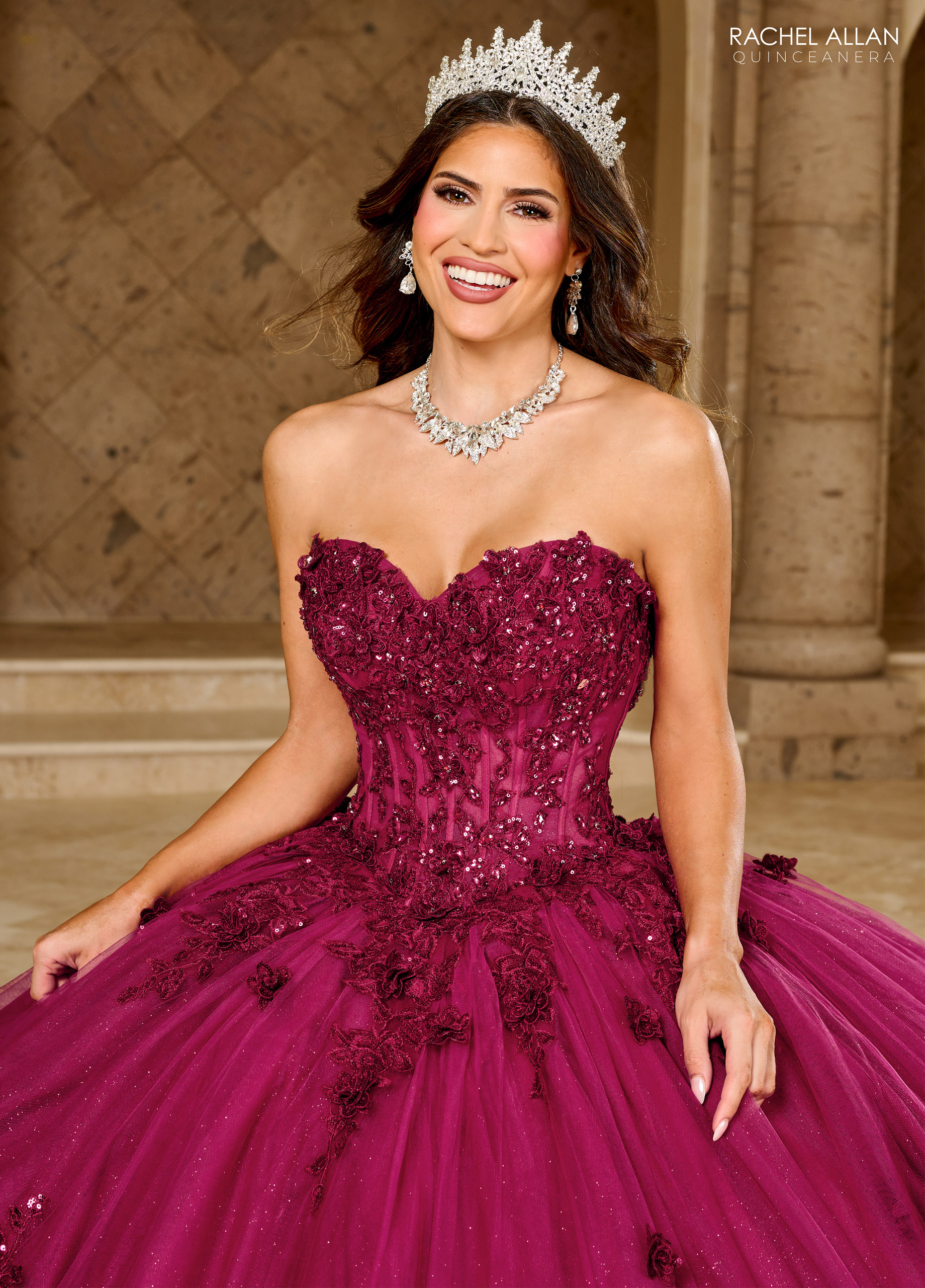 Bury Ball Gown Beaded Quinceanera Dresses Sequined Prom Gowns 3D Appliqued Sweetheart Necke Sixteen Sweet 15 Corset Masquerade Dress