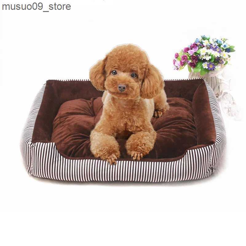 kennels pens 2020 Winter Pet Sofa Warm Dog Bed Big Dog Carpet Cat House Dog Mat Dog House Striped Pet Cat Mat Sleeping Nest L240910