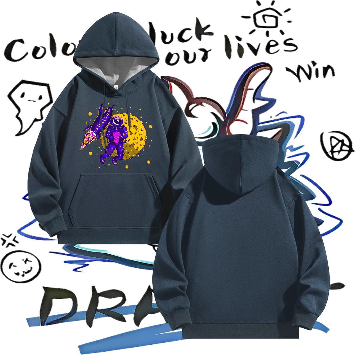 Fashion Casual Men's Hooded Sweatshirt Anime Printing Street Comfortable Mens Hoodie Breathable Hooded Collar Black Oversized Wear Thick Plush