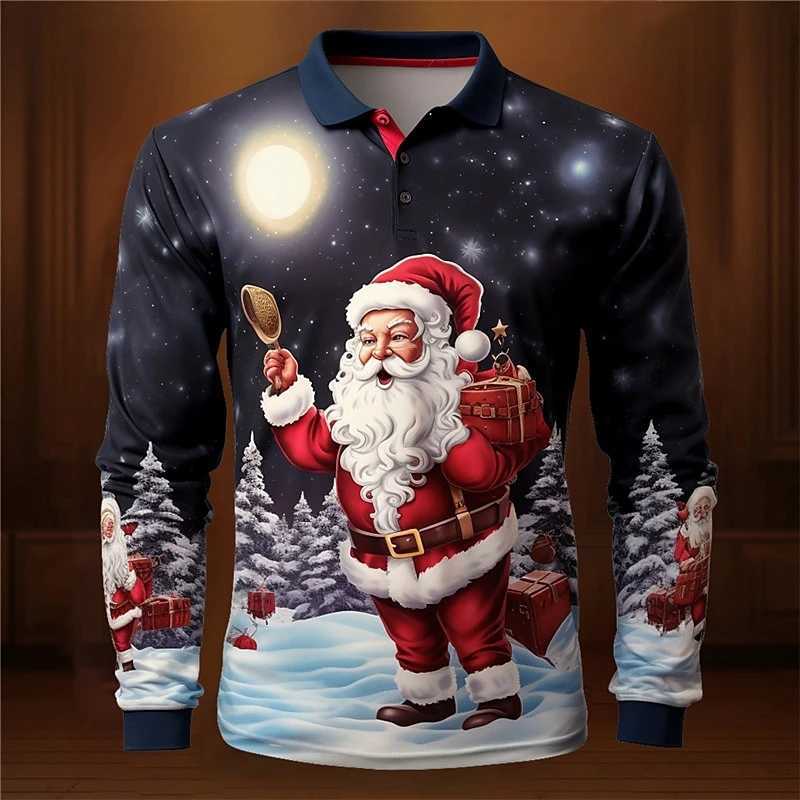 Fashion Christmas Pattern Long Sve Shirt Spring Autumn Trend Casual 3D Printed T Shirt Loose Holiday Wear Pullovers Tops W241106