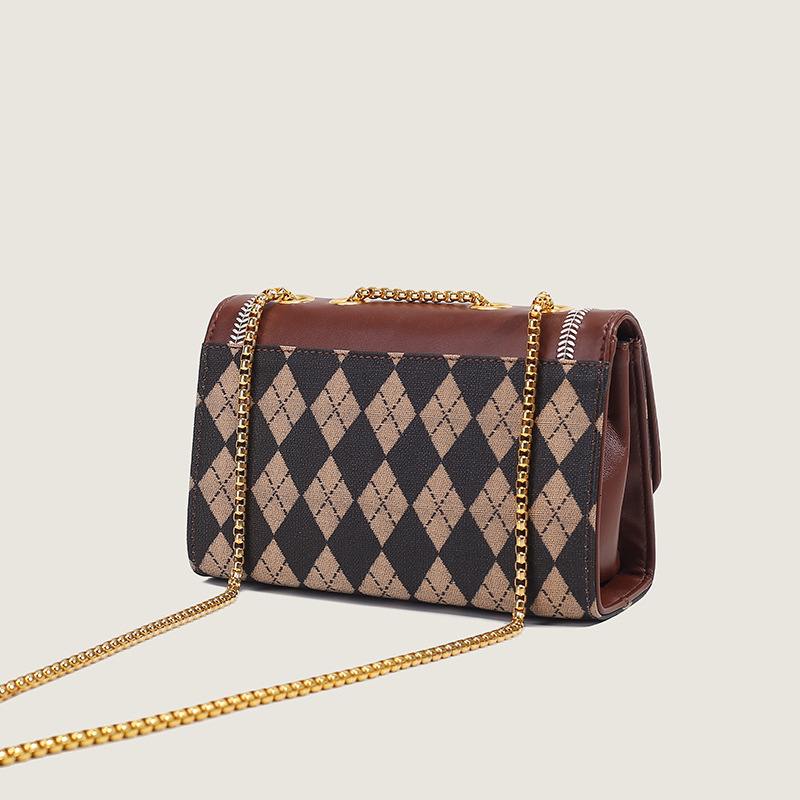 Hong Kong Trendy Lucky Flower Small Fragrant Style Lingge Bag Versatile Women's Designer Single Shoulder Crossbody Bag